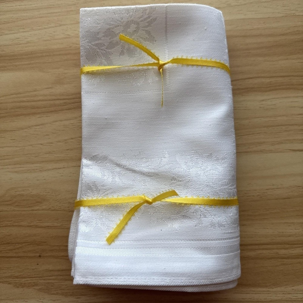 VTG Off White Damask Napkins - Set of 8 New Old Stock 17x17" Czechoslovakia